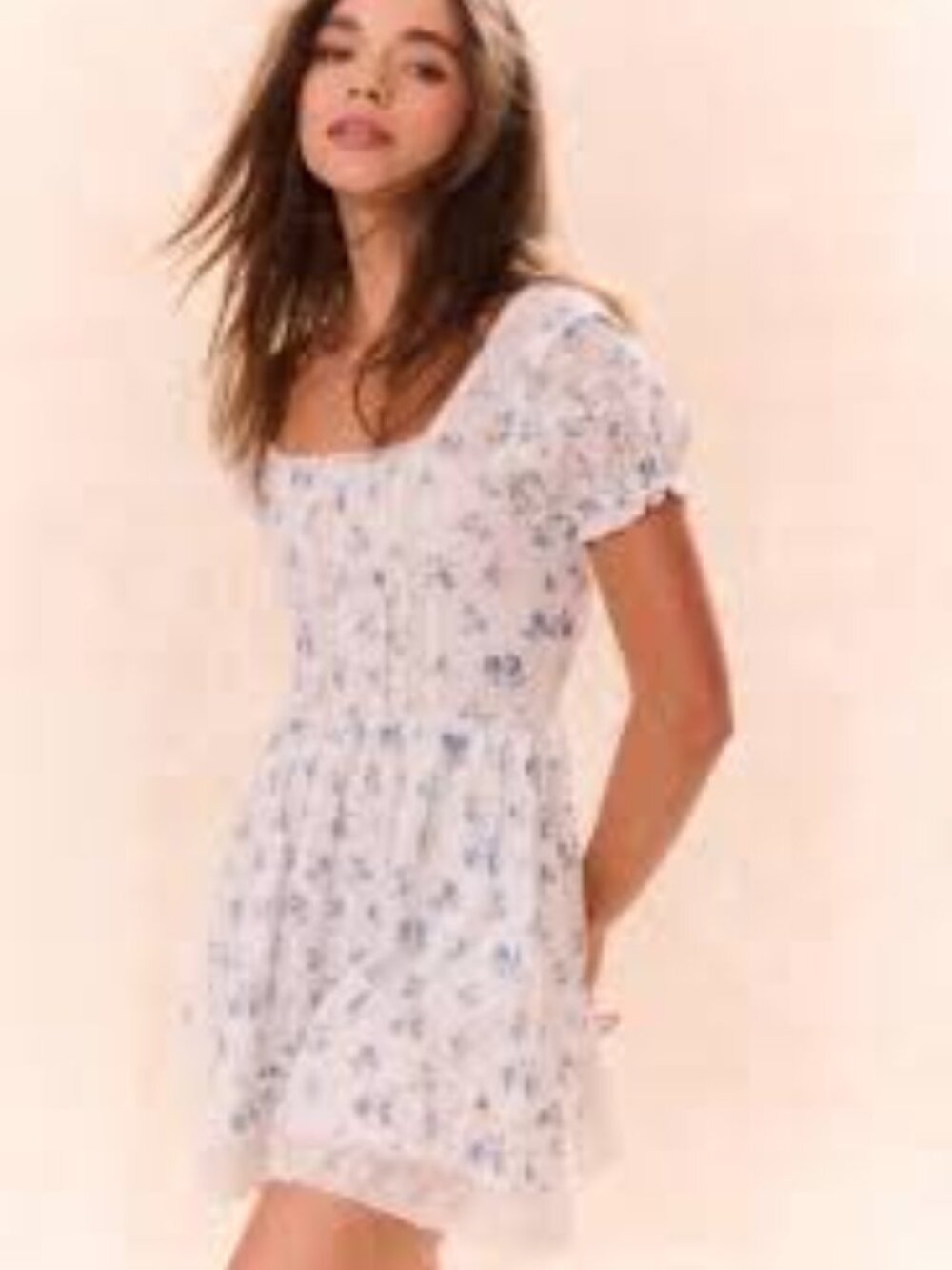 Abercrombie Kids Cotton Floral Short-Sleeve Dress, Blue/White - Size 11-12